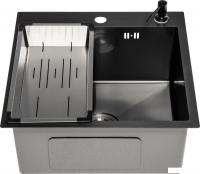 Кухонная мойка Saniteco 5050 PVD (с сифоном, дозатором и коландером)