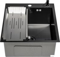 Кухонная мойка Saniteco 5060 PVD (с сифоном, дозатором и коландером)