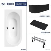 Ванна Lauter Bliss 180 P 21201082P (с ножками, черным подголовником и черным лиц.экраном)