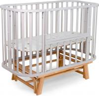 Классическая детская кроватка Sweet Baby Barocco New с маятником (серый/натуральный)