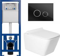 Унитаз подвесной Saniteco KW-9004W в комплекте с инсталляцией + 64117 + S-IN-MZ-LINK_PRO