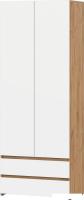 Шкаф распашной Mio Tesoro Некст 1 2-х створчатый с ящиками (дуб золтой/белый)