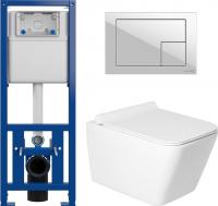 Унитаз подвесной Saniteco KW-9004W в комплекте с инсталляцией + 64077 + S-IN-MZ-LINK_PRO