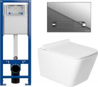 Унитаз подвесной Saniteco KW-9004W в комплекте с инсталляцией + 64110 + S-IN-MZ-VECTOR