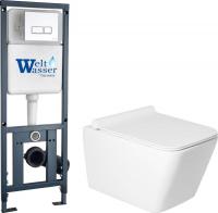 Унитаз подвесной Saniteco KW-9004W в комплекте с инсталляцией + Marberg 410 SE CR + Marberg 410