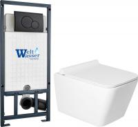 Унитаз подвесной Saniteco KW-9004W в комплекте с инсталляцией + Marberg 507 RD MT-BL + Marberg 507