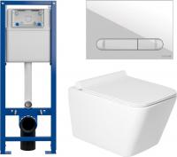 Унитаз подвесной Saniteco KW-9004W в комплекте с инсталляцией + 64109 + S-IN-MZ-VECTOR