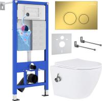 Унитаз подвесной Roxen Antares bidet в комплекте с инсталляцией StounFix Dual Fresh 6 в 1 968097 (кн