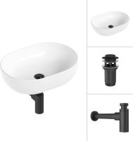 Умывальник Lauter 21836A + клапан 21190B + сифон 21635B (черный матовый)