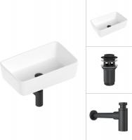 Умывальник Lauter 21674A + клапан 21190B + сифон 21635B (черный матовый)