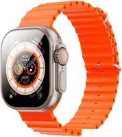 Умные часы XO M9 Ultra (серебристый, с оранжевым силиконовым ремешком)