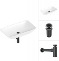Умывальник Lauter 21886 + клапан 21190B + сифон 21635B (черный матовый)