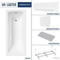 Ванна Lauter Bianca 150 21207150 (с каркасом, серым подголов.,белым лиц. и торц.экраном)