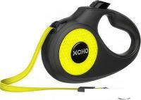 Поводок-рулетка XCHO Лента 5м (S, черный/зеленый светоотражающий)