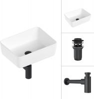 Умывальник Lauter 21674B + клапан 21190B + сифон 21635B (черный матовый)