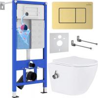 Унитаз подвесной Roxen Antares Bidet в комплекте с инсталляцией StounFix Dual Fresh 6 в 1 968457 (кн