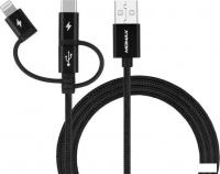 Кабель Momax DX1D OneLink 3-in-1 USB Type-A - Lightning/microUSB/USB Type-C (1 м, черный)