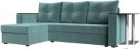 Угловой диван Лига диванов Атланта Лайт 256 левый (велюр бирюзовый)