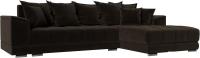 Угловой диван Лига диванов НордСтар правый 121115 (микровельвет коричневый/подушки микровельвет кори