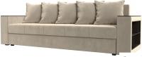Диван Лига диванов Дубай Лайт полки справа 114346 (микровельвет бежевый)