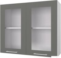 Шкаф навесной Горизонт Оптима 80 Витрина (холст вулкан)