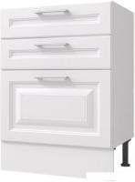 Шкаф напольный Горизонт Классик 50 3 ящика кухонный (белый эмалит)