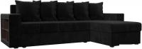 Угловой диван Лига диванов Дубай лайт правый 114153 (велюр черный)