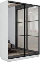 Шкаф-купе Трия Румер-2 СШК 3.140.70-13.13(Н) 2-х дверный (белый снег/зеркало/зеркало/черный профиль)