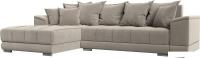 Угловой диван Лига диванов НордСтар левый 121113L (микровельвет бежевый/подушки микровельвет бежевый