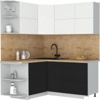 Кухонный модуль Интерлиния Мила Матте 1.5x1.7 А (белый/черный/дуб бунратти)
