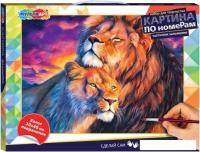 Картина по номерам MultiArt Львы CANV30X40-PART-122097