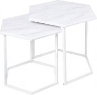 Журнальный столик Мебелик МеталлАрт М003 (белый мрамор/белый)