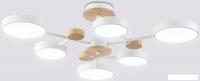 Подвесная люстра Ambrella FL4861/6 WH/WD (белый/дерево)