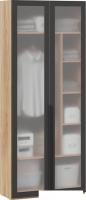 Шкаф-пенал Трия Порто СМ-393.07.226 с 2 дверями со стеклом (яблоня беллуно/графит/стекло сатин черно