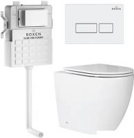 Унитаз приставной Roxen Antares в комплекте с инсталляцией Attach 5 в 1 967013 (кнопка: белый глянце