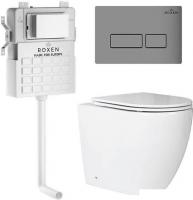Унитаз приставной Roxen Antares в комплекте с инсталляцией Attach 5 в 1 967059 (кнопка: хром матовый