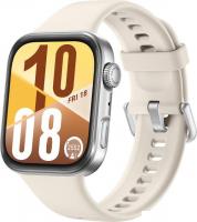 Умные часы Huawei Watch FIT 4 (серебристый, с бежевым силиконовым ремешком, международная версия)