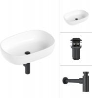 Умывальник Lauter 21836 + клапан 21190B + сифон 21635B (черный матовый)