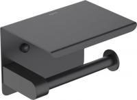 Держатель для туалетной бумаги Aquatek Европа AQ4939MB (с полкой, черный матовый)