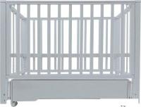 Классическая детская кроватка Indigo Norden универсальный маятник+колеса, ящик (массив березы, серый