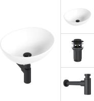 Умывальник Lauter 21652 + клапан 21190B + сифон 21635B (черный матовый)