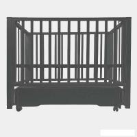 Классическая детская кроватка Indigo Nordenтуниверсальный маятник+колеса, ящик (массив березы, графи