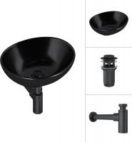 Умывальник Lauter 21652-A + клапан 21190B + сифон 21635B (черный матовый)