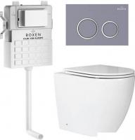 Унитаз приставной Roxen Antares в комплекте с инсталляцией Attach 5 в 1 966921 (кнопка: серый бетон)