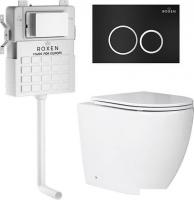 Унитаз приставной Roxen Antares в комплекте с инсталляцией Attach 5 в 1 966880 (кнопка: черный матов