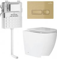 Унитаз приставной Roxen Antares в комплекте с инсталляцией Attach 5 в 1 967102 (кнопка: брашированно