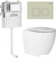 Унитаз приставной Roxen Antares в комплекте с инсталляцией Attach 5 в 1 966965 (кнопка: пастель беже