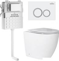 Унитаз приставной Roxen Antares в комплекте с инсталляцией Attach 5 в 1 966869 (кнопка: белый глянец