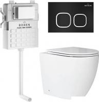 Унитаз приставной Roxen Antares в комплекте с инсталляцией Attach 5 в 1 966934 (кнопка: черный матов