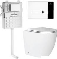 Унитаз приставной Roxen Antares в комплекте с инсталляцией Attach 5 в 1 967038 (кнопка: хром глянцев